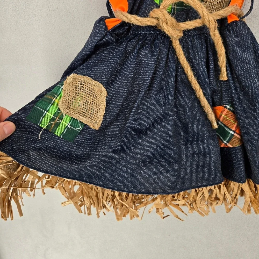 Scarecrow Costume Girls Size 6-6X  Fall Patchwork Halloween‎ Rustic Dress up